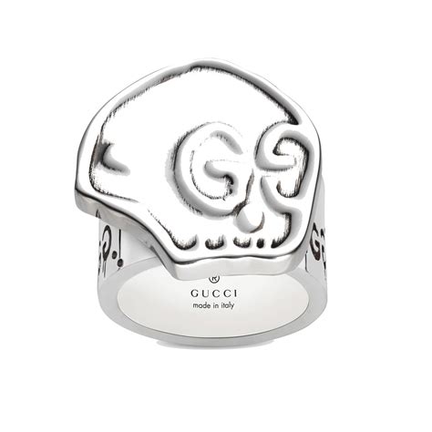 guccighost necklace in silver|gucci ghost skull ring.